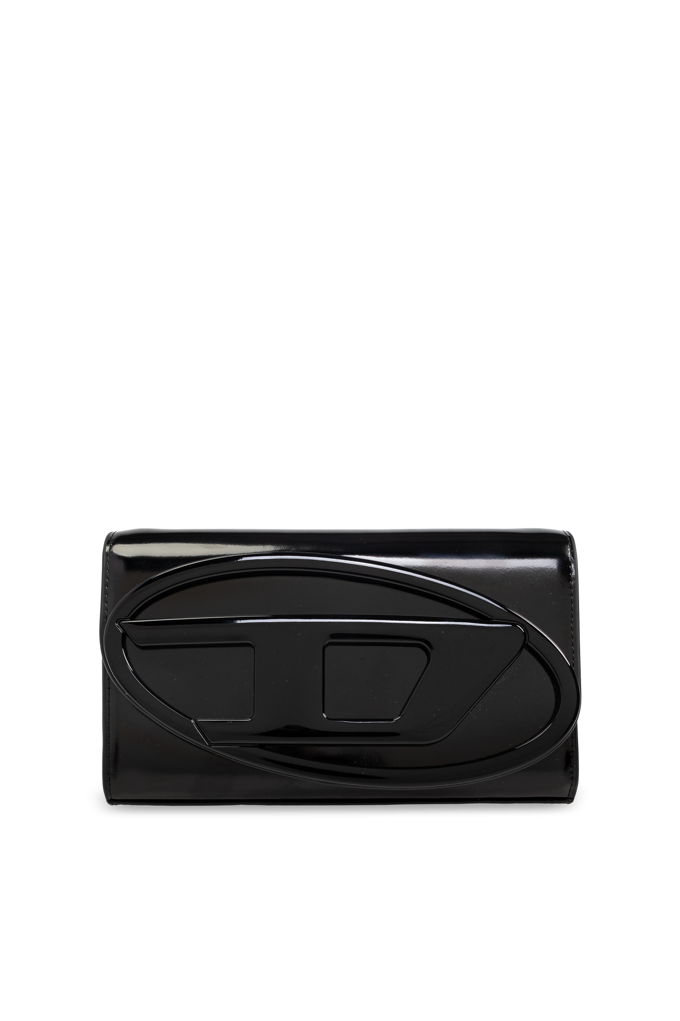 【国内発送★DIESEL】1dr wallet strap チェーンウォレット Women's Wallet purse in crystal denim | Black | Diesel